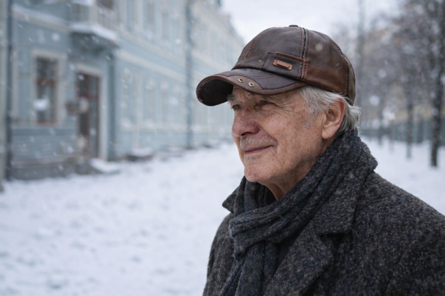 Leather winter cap with fleece lining worn in cold weather, editorial product review